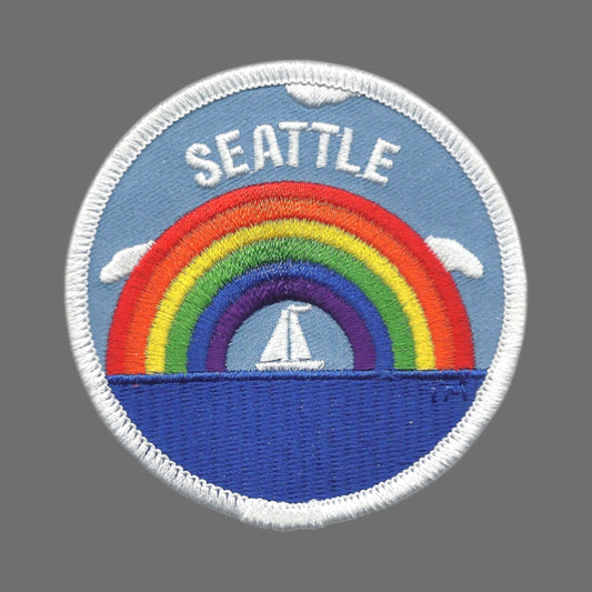 Seattle Rainbow and Sailboat Souvenir Embroidered Patch Iron On - SEATTLE35