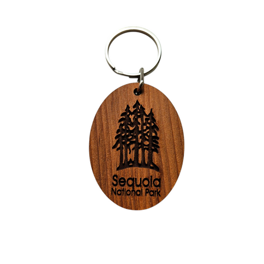 Sequoia National Park Redwood Trees Grove Wood Keychain California wood Souvenir Travel Gift - Wood Gift Key Chain Key Tag Key Ring  - 4080SEQ
