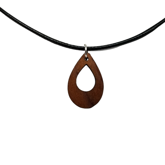 Teardrop Cutout Wood Necklace - CA Souvenir Anniversary Gift -N3