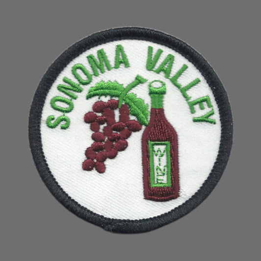SONOMA VALLEY Wine and Grapes Souvenir Patch 2.5 Inch - SONOMA-37-01