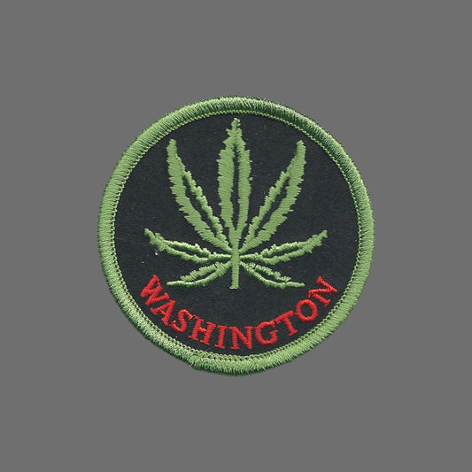 WASHINGTON Leaf Embroidered Souvenir Patch Iron On - WA-420