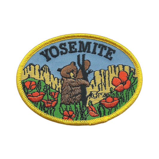 YOSEMITE Bear and Poppy Souvenir Patch Iron On - YOSEMITE-59