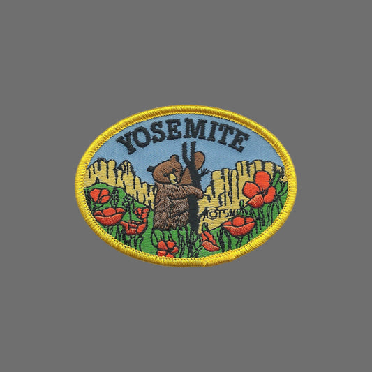 YOSEMITE Bear and Poppy Souvenir Patch Iron On - YOSEMITE-59