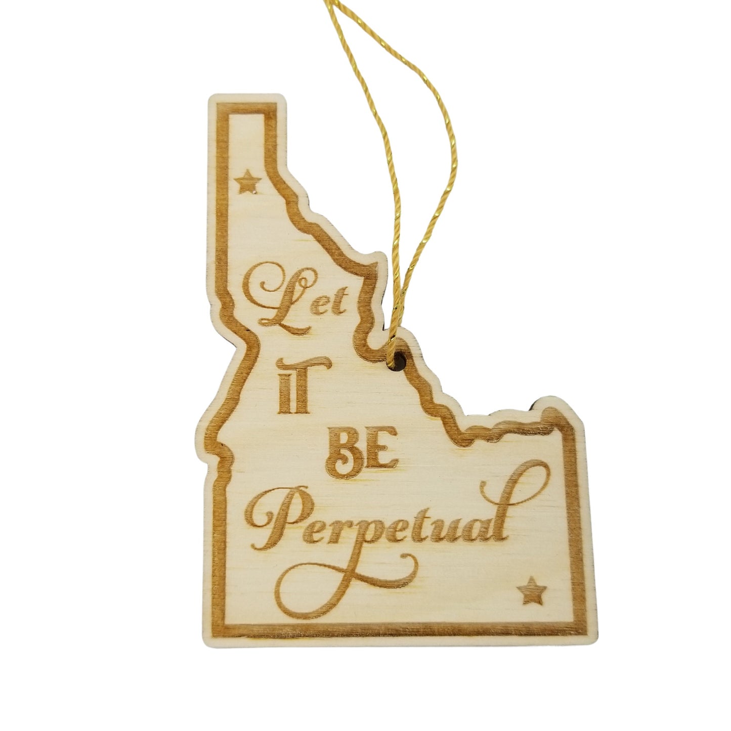 Idaho Wood Ornament - ID State Shape with State Motto - Handmade Wood Ornament Made in USA Christmas Decor