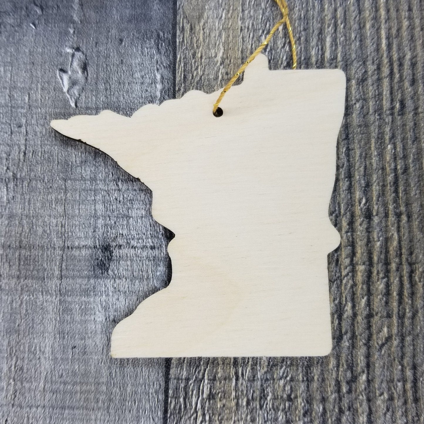 Minnesota Wood Ornament - MN State Shape with State Motto - Handmade Wood Ornament Made in USA Christmas Decor