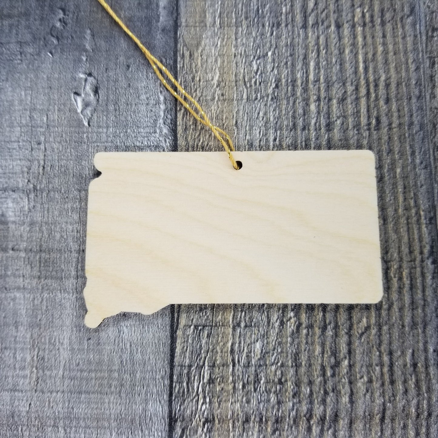South Dakota Wood Ornament - SD State Shape with State Motto - Handmade Wood Ornament Made in USA Christmas Decor