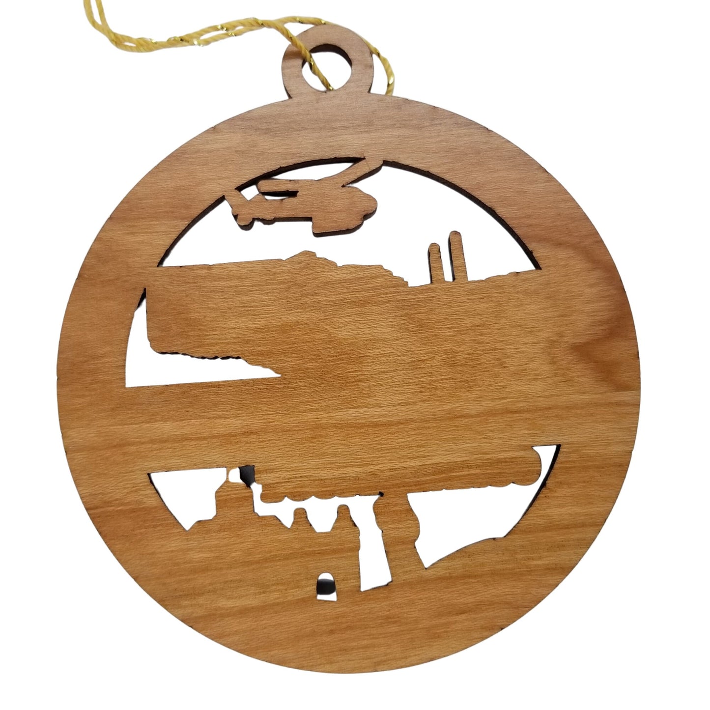 Connecticut Wood Ornament - CT Souvenir - Handmade Wood Ornament Made in USA State Shape Whale Lobster Helicopter Robin