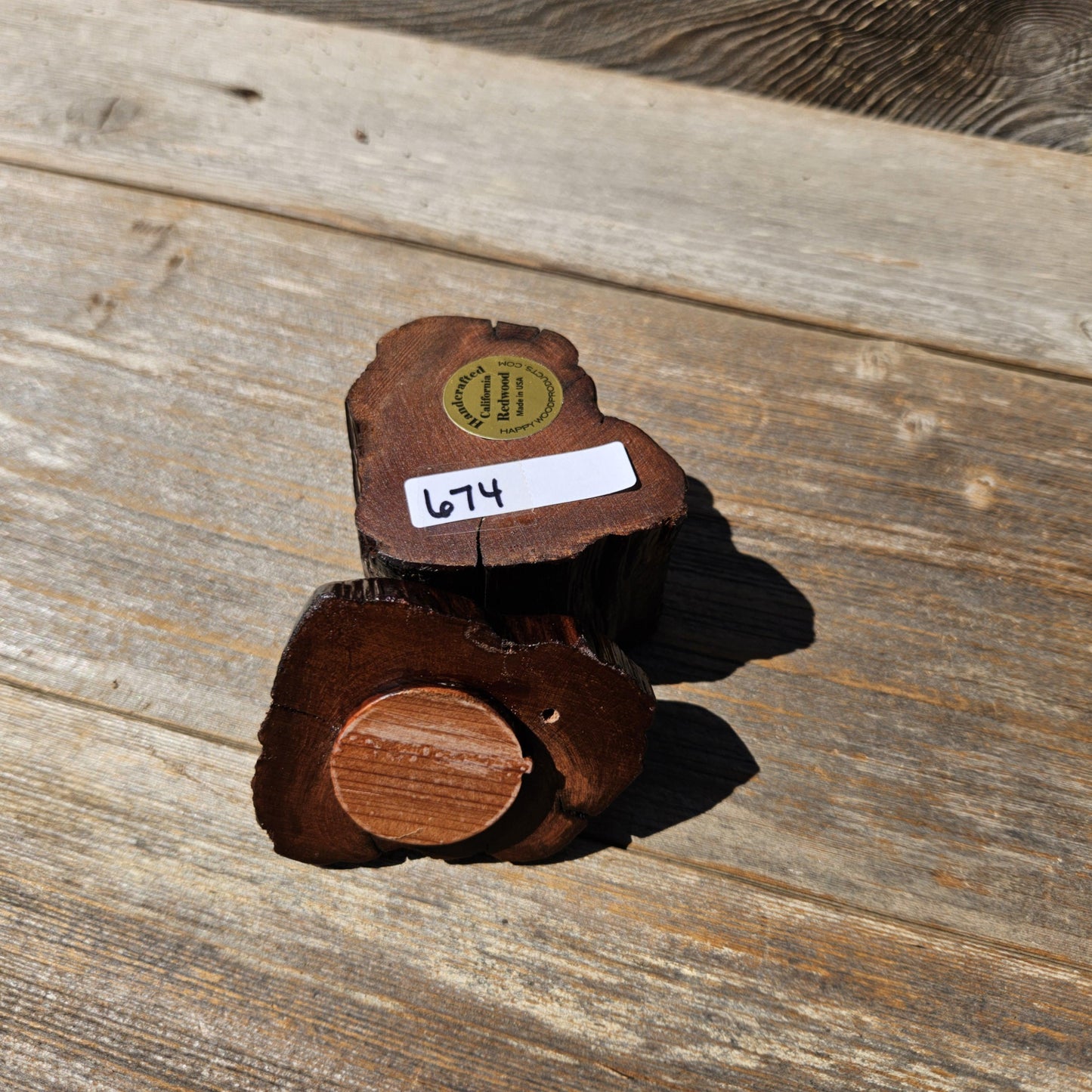 Wood Ring Box Redwood Rustic Handmade California #674 Storage Live Edge Gift