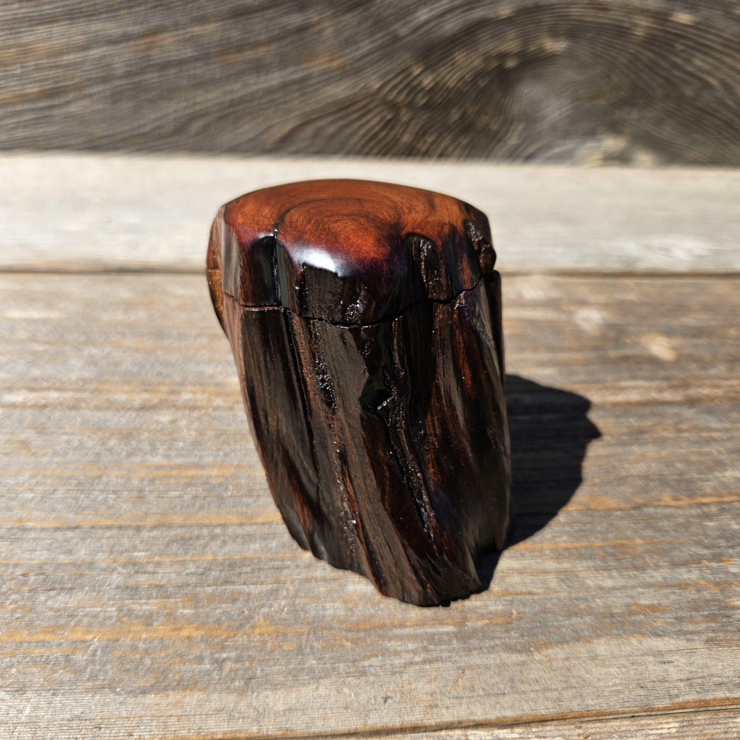 Wood Ring Box Redwood Rustic Handmade California #678 Storage Live Edge Gift