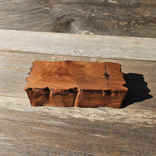 Handmade Wood Box with Redwood Tree Engraved Rustic Handmade #613 California Redwood Jewelry Box Storage Box