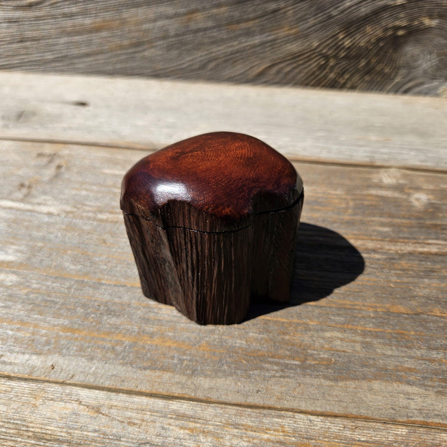 Wood Ring Box Redwood Rustic Handmade California #677 Storage Live Edge Gift
