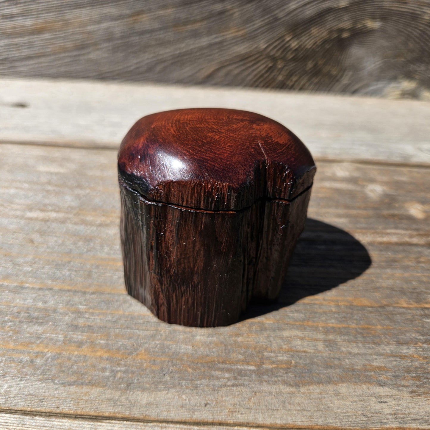 Wood Ring Box Redwood Rustic Handmade California #677 Storage Live Edge Gift