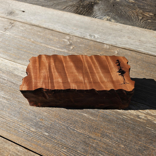 Handmade Wood Box with Redwood Tree Engraved Rustic Handmade Curly Wood #609 California Redwood Jewelry Box Storage Box