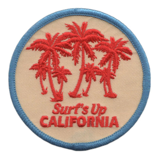 California Patch – Surfs Up Surfing Palm Trees – Iron On Souvenir Travel Patch – CA 3″ - 10581