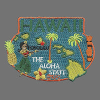 Hawaii Patch – State Travel Patch HI Souvenir Embellishment or Applique 3" The Aloha State Honolulu Capital Pineapple, Hibiscus State Flower