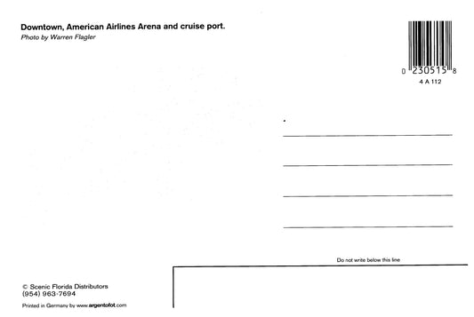 Vintage Florida Postcard 4x6 Miami FL Scenic Florida Distributors 1980s Downtown American Airlines Arena Cruise Port Buildings Water Aerial