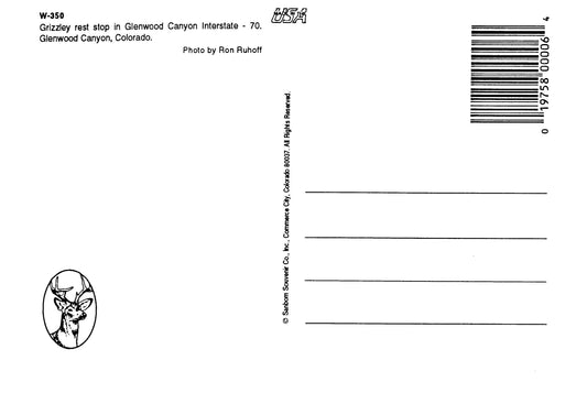 Vintage Colorado Postcard Glenwood Canyon CO 4x6 1980s Grizzley Rest Stop Interstate 70 1990s Ron Ruhoff