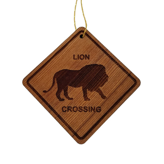 Lion Crossing Ornament - Wood Souvenir - 15225