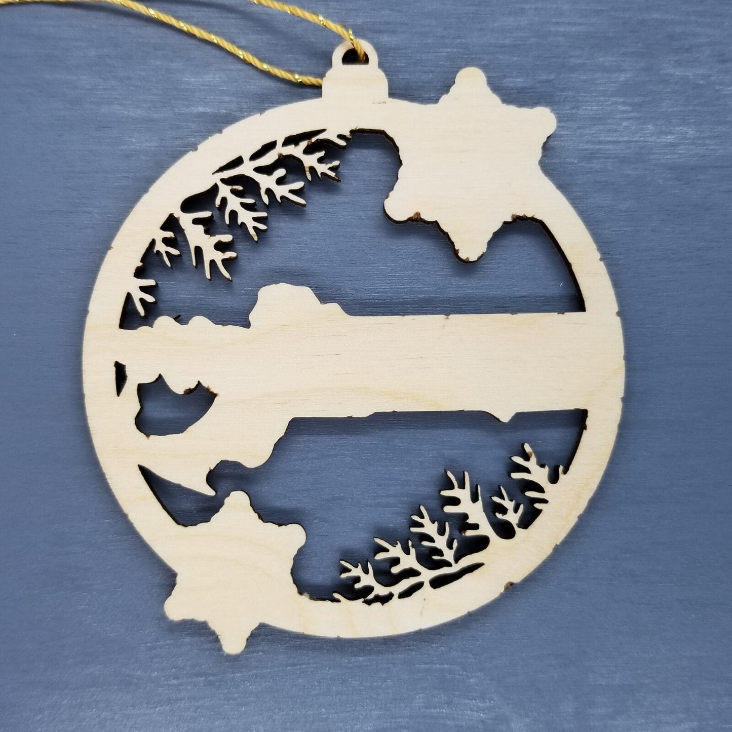 Massachusetts Wood Ornament - State Shape with Snowflakes MA Cutout - Handmade Wood Ornament Made in USA Christmas Decor