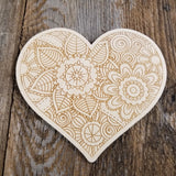 Color Your Own Wood Art ONLY DIY - Wood Trivet - Coloring Project - Craft Supply - Adult Craft Project - Floral Relaxation Gift Heart #4