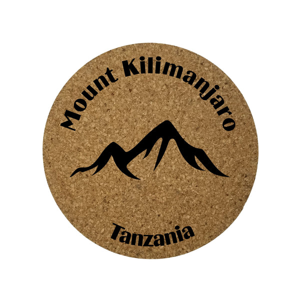 Mount Kilimanjaro Tanzania Cork Coasters Set of 4 Africa Souvenir Mountain Climbing Hiking Travel Gift Memory