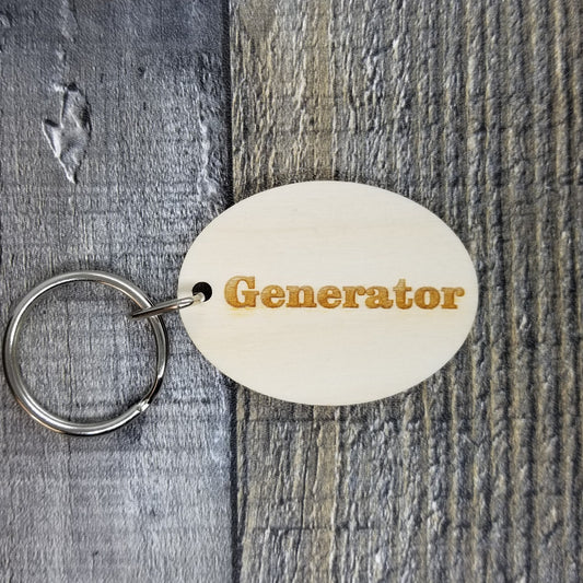Generator Door Wood Keychain Key Ring Keychain Gift - Key Chain Key Tag Key Ring Key Fob - Generator Text Key Marker KC8127