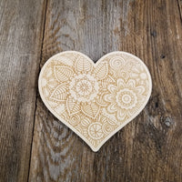 Color Your Own Wood Art ONLY DIY - Wood Trivet - Coloring Project - Craft Supply - Adult Craft Project - Floral Relaxation Gift Heart #4