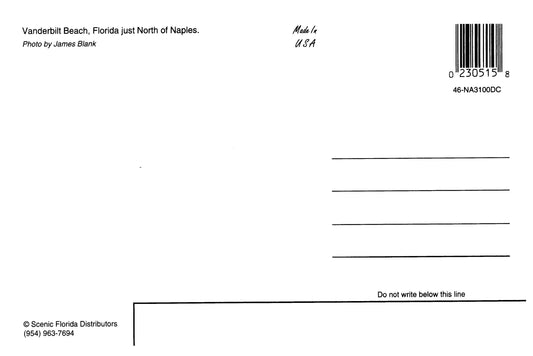 Vintage Florida Postcard Vanderbilt Beach 4x6 Wiggins Pass Just North of Naples 1980s James Blank Scenic Florida Distributors