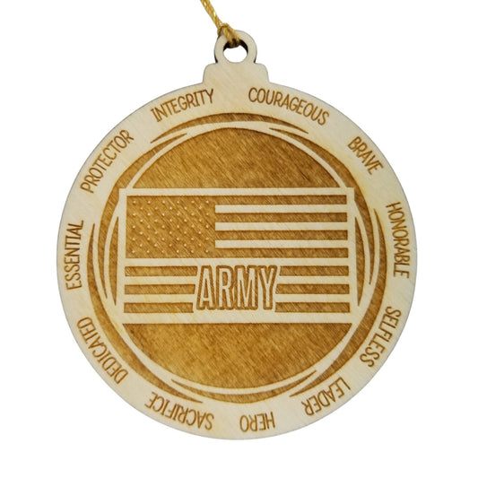 Army Christmas Ornament - Character Traits - Handmade Wood Ornament -  Gift for Army Members - United States Military Ornament