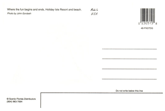 Vintage Florida Postcard 4x6 Islamorada Florida Keys Holiday Isle Resort and Beach People Kokomo Scenic Florida Distributors