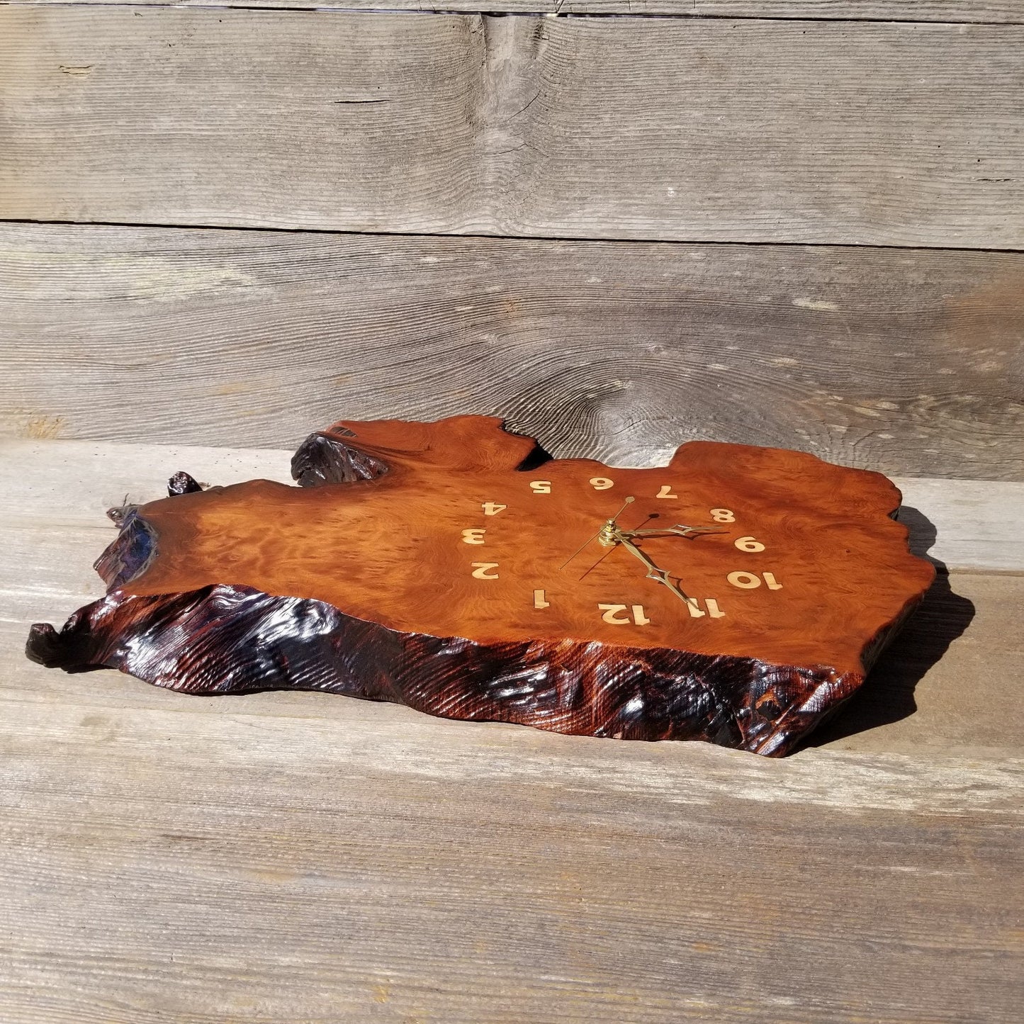 Wood Wall Clock Handmade Wall Hanging Rustic Redwood Burl Clock #488 Wedding Gift Father's Day Gift Unique Christmas Gift LG
