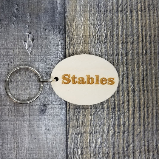 Stables Door Wood Keychain Key Ring Keychain Gift - Key Chain Key Tag Key Ring Key Fob - Stables Text Key Marker