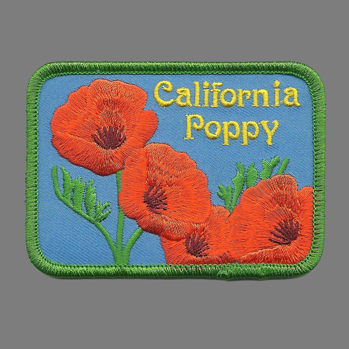 California Poppy Patch State Flower Embroidered Souvenir Rectangle 3.5