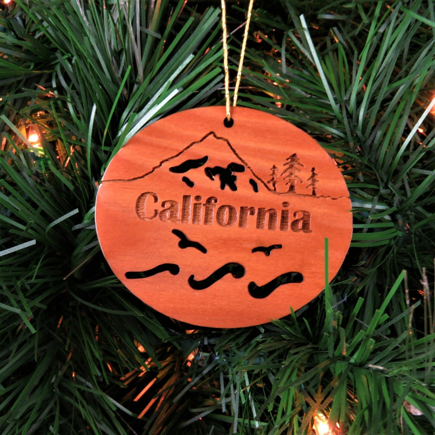 California Christmas Ornament Oval Wood Souvenir -15001
