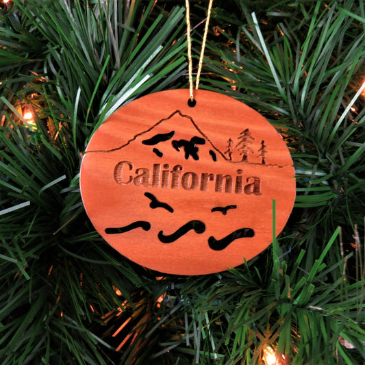 California Christmas Ornament Oval Wood Souvenir -15001