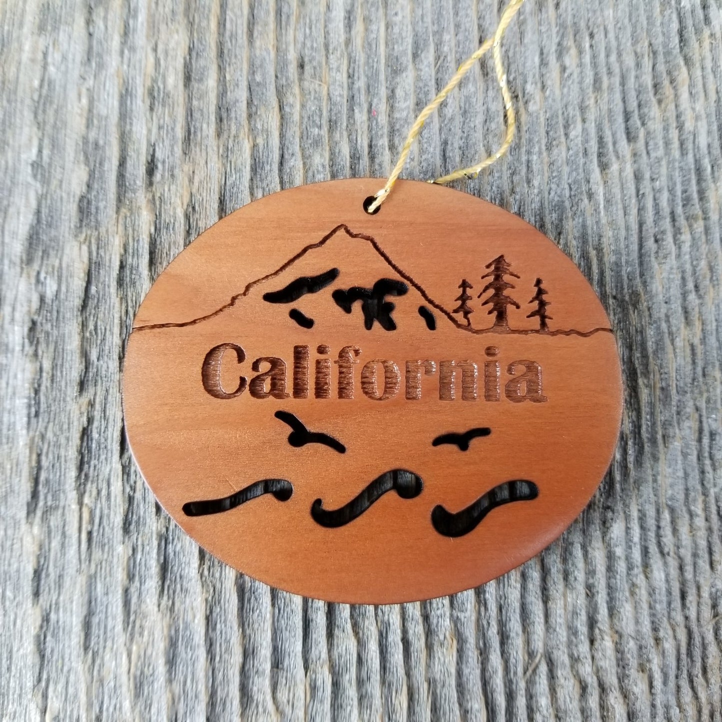 California Christmas Ornament Oval Wood Souvenir -15001