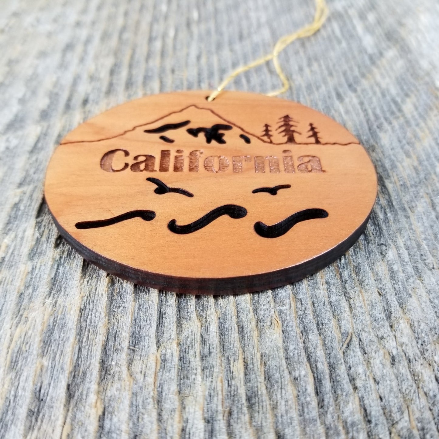 California Christmas Ornament Oval Wood Souvenir -15001