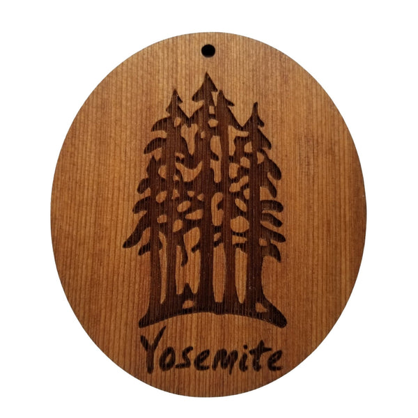 Yosemite National Park Redwood Trees Ornament Handmade Wood Souvenir Made in USA Travel Gift 3" Christmas Memento