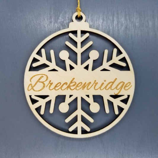 Breckenridge Ornament Snowflake Souvenir Wood - 15372