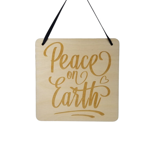 Christmas Sign - Peace on Earth Wall Sign - Office Sign - Wood Sign Engraved - Decorating Gift