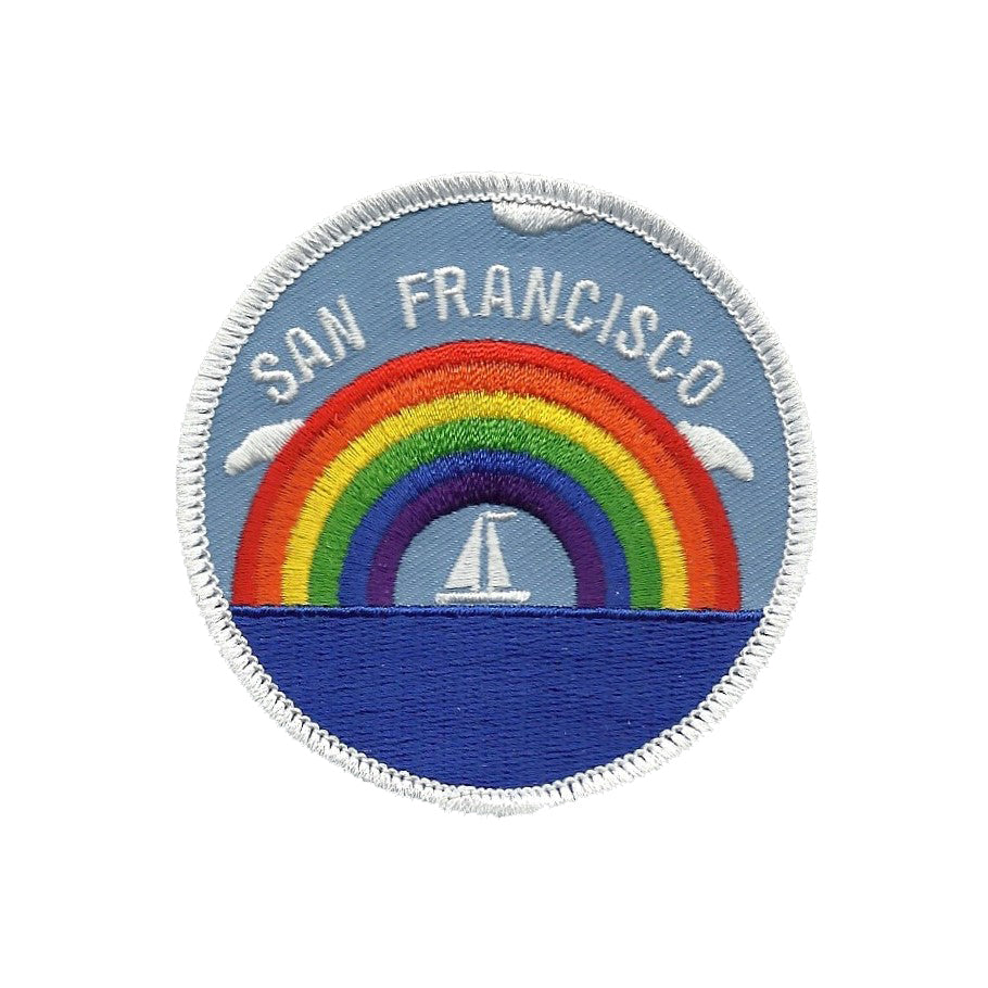 San Francisco Patch - Rainbow and Sailboat - California Souvenir Badge Emblem Applique