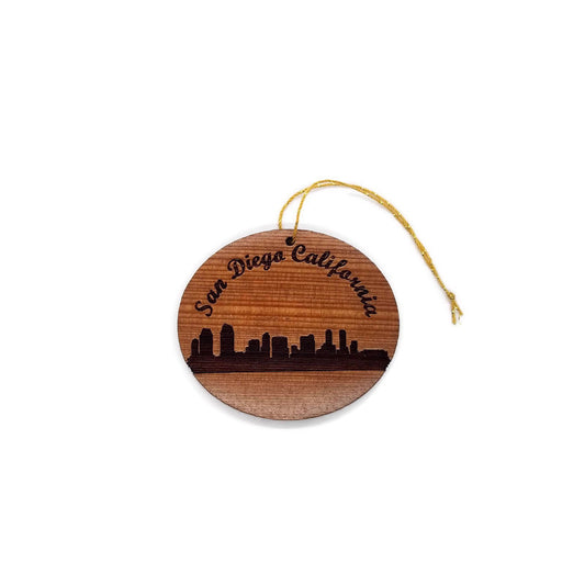 San Diego California Skyline Christmas Ornament California Laser Cut Handmade Wood Ornament Made in USA