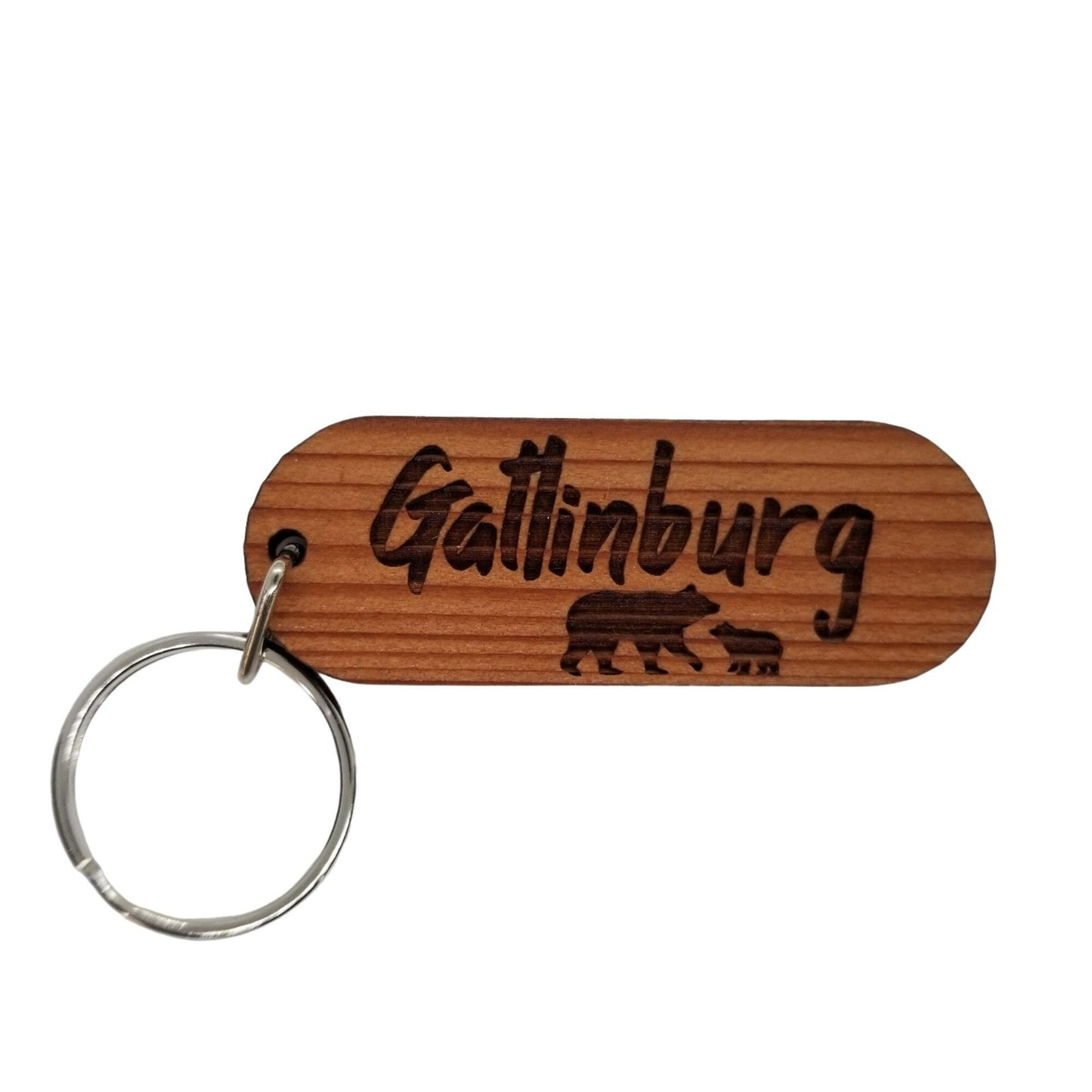 Gatlinburg Wood Keychain Black Bear and Bear Cub Souvenir - Key Chain - Key Tag - Key Ring - Key Fob Smoky Mountains - KC8005