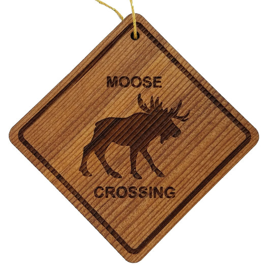 Moose Crossing Ornament - Wood Made in USA - 15160