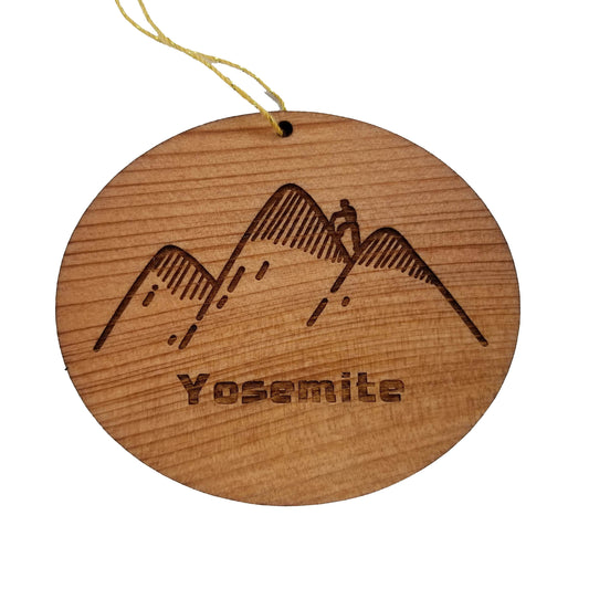Yosemite National Park Hiking Ornament Handmade Wood Souvenir Made in USA Travel Gift 3" Christmas Memento - 15188