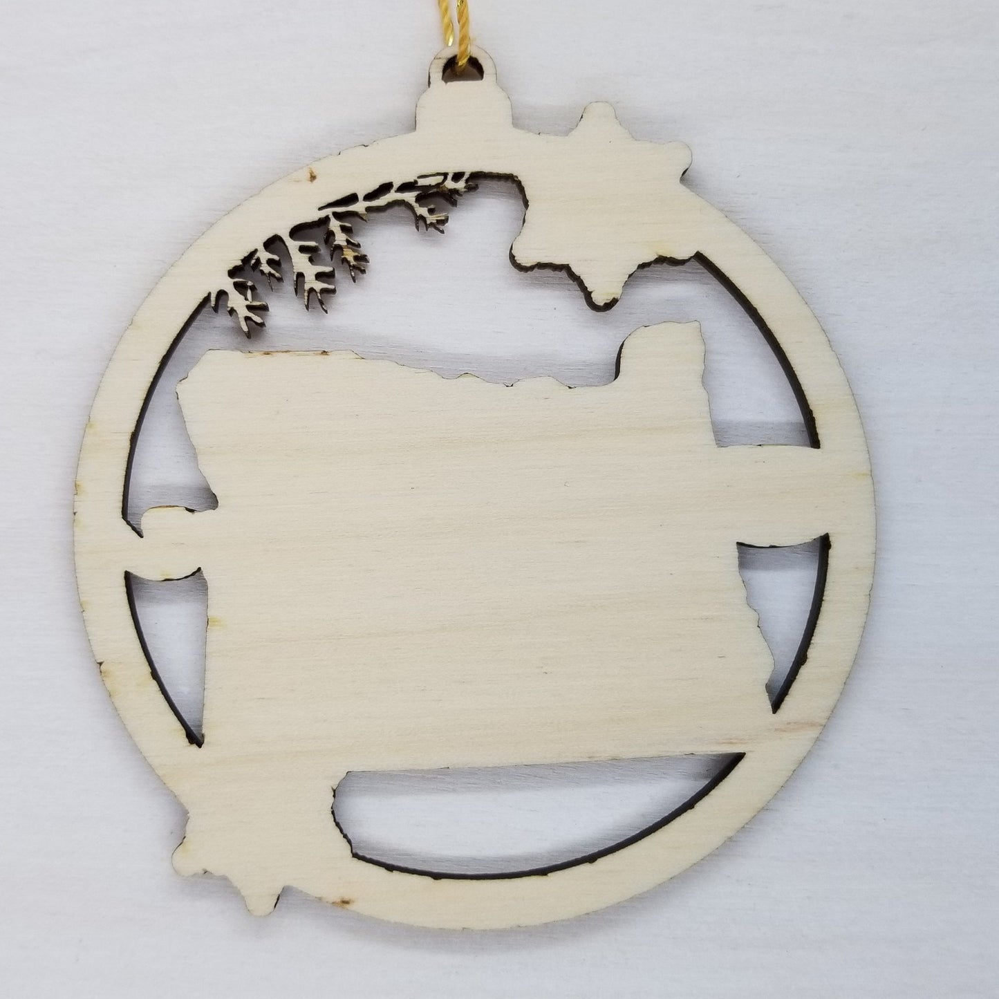 Oregon Wood Ornament - State Shape with Snowflakes Cutout OR - Handmade Wood Ornament Made in USA Christmas Decor
