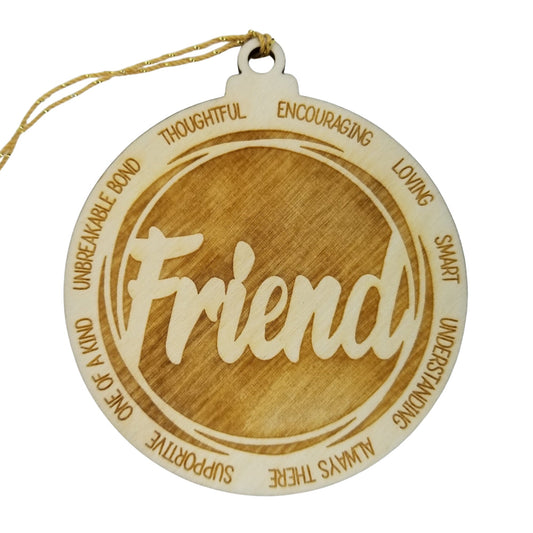 Friend Christmas Ornament - Character Traits - Handmade Wood Ornament - Gift for Friends - Friend Gift - Thoughtful Encouraging Smart