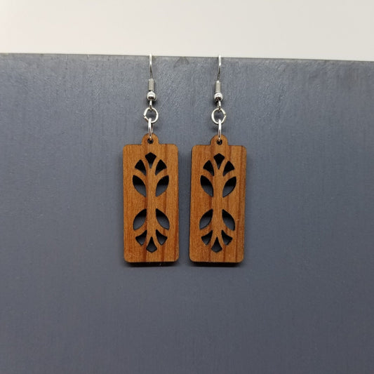 Wood Earrings - Cutout Branches or Tree Earrings - Dangle Earrings - CA Souvenir Keepsake - Anniversary Gift D21