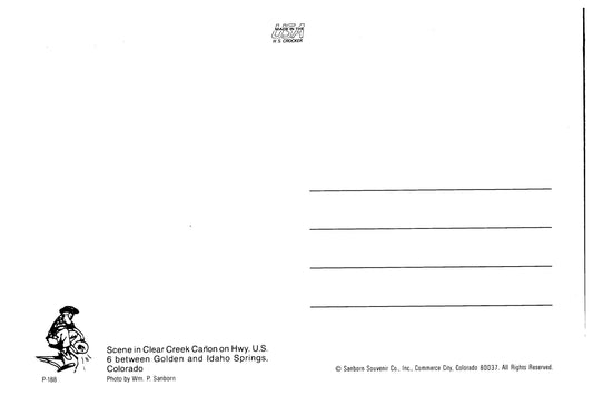 Vintage Colorado Postcard 4x6 Clear Creek Canyon Scene Golden Springs Idaho Springs Colorado Wm P Sanborn Souvenir CO Rocks Water Mountains