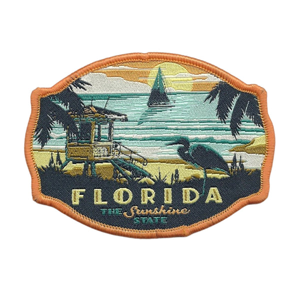 Florida Patch – FL The Sunshine StateTravel Patch – Souvenir Patch – Embellishment Applique –  3.53" Iron On Beach Scene